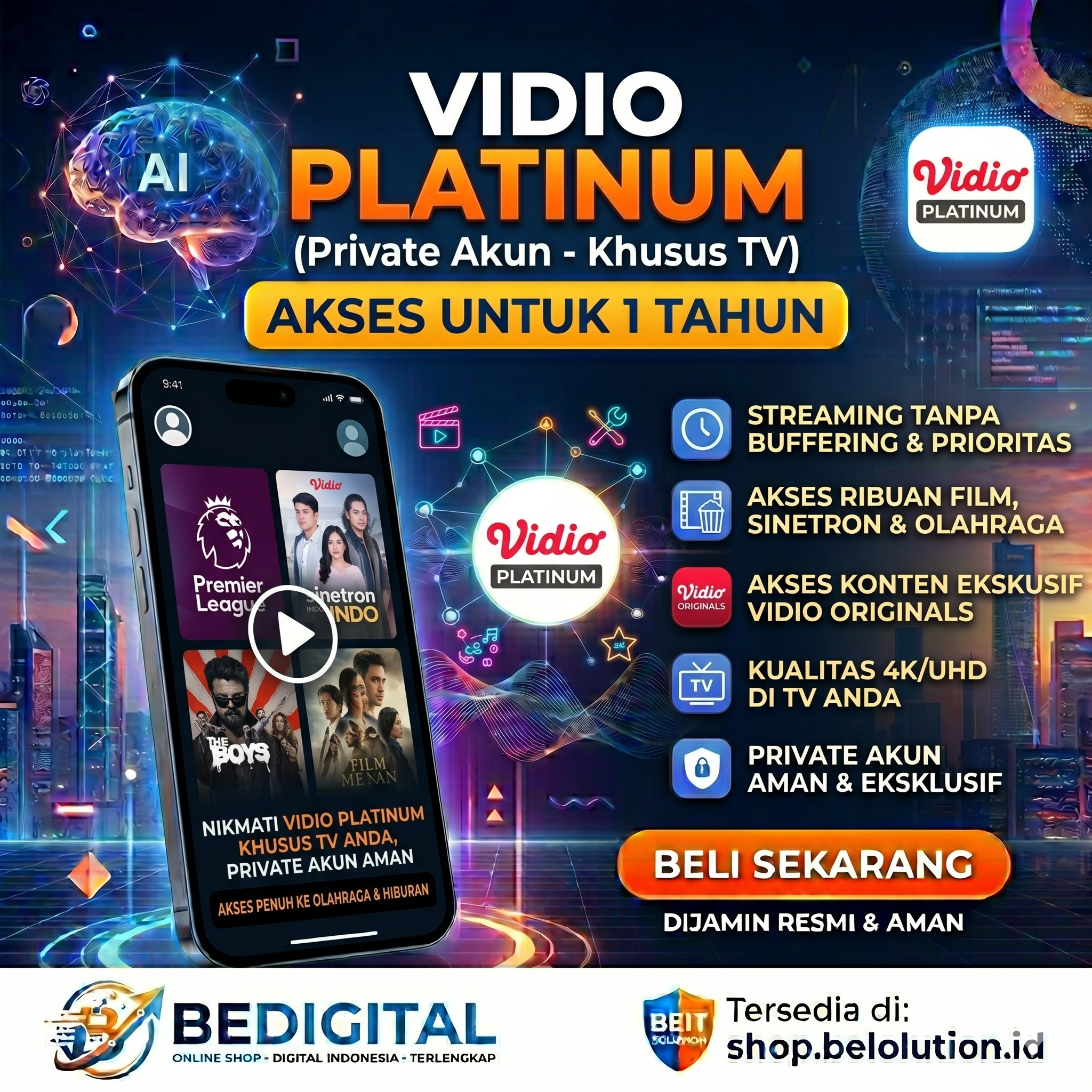 Vidio Platinum 1 tahun (Only TV)